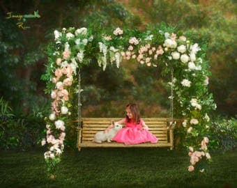Digital backgrounds | Digital backdrops | flower swing | bench swing | flower canopy | roses | summer flowers | wedding | arch | 2 versions
