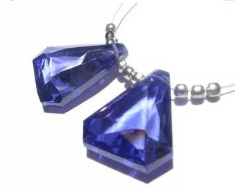 50% Off Sale Matched Pair of AAA Sapphire Blue Corundum Quartz Faceted Fancy Triangle Briolettes 13x11.5xmm approx