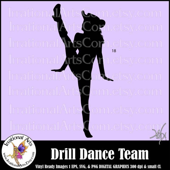 Download Drill Dance Team Silhouettes Pose 18 with 1 EPS & SVG Vinyl