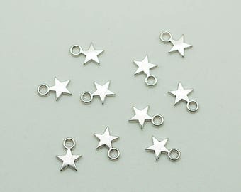 Silver Tone Star Charms And Clear Aurora Borealis Crystal