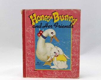 Honey Bunny & Her Friends - Illustrated by Helen Krock - Vintage Children's Book c. 1952 - An Easy-to-Read Book - Saalfield Publishing Co.