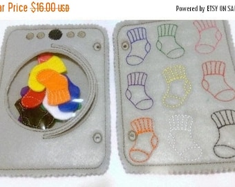 SALE Washing machine sock color matching quiet book pages Activity book #QB7