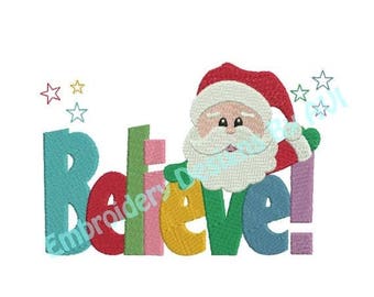 SALE 65% OFF Christmas Santa Claus Believe Saying Machine Embroidery Designs 4x4 & 5x7 Instant Download Sale