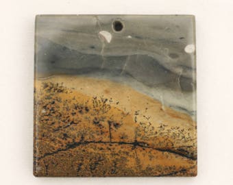 Chohua Jasper aka Chinese Painting Jasper 1-3/4" Square-Tile Focal Bead