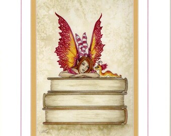 Hand Accented book fairy PRINT 5x7 matted 8x10 by Amy Brown