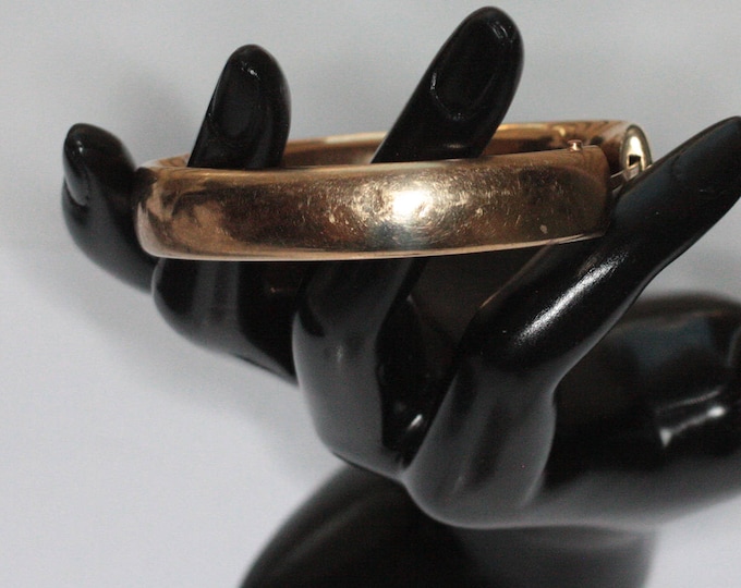Victorian Gold Filled Bangle Bracelet Hinged Etched Floral Design Vintage