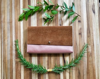 Leather iPhone Wallet - The Rustic Lupe in Rose Gold & Moccasin Tan