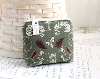 Small Coin Purse Change Purse Card Holder Forest Green Woodland Zipper Pouch