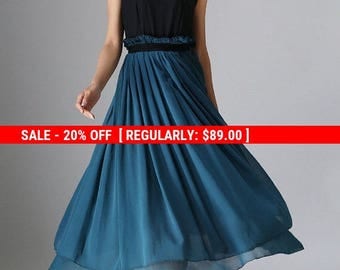 Black dress, dark green dress, chiffon dress, maxi dress, sleeveless dress, summer dress, party dress, made to order, (965)