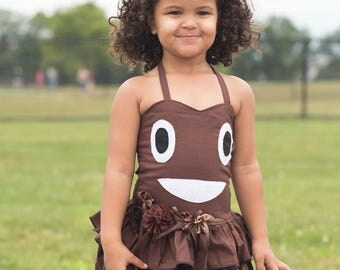 Poop Emoji Costume, Emoji Costume, Emoji Birthday Dress, Girls Costume, Poop Dress, Emoji Dress, Birthday Dress, Halloween, Girls Dress, OOC