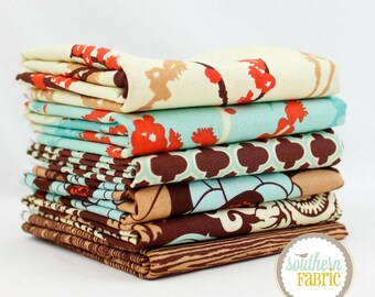 Aviary 2 by Joel Dewberry Saffron 6 - Fat Quarters Quilt Fabric Bundle for Free Spirit