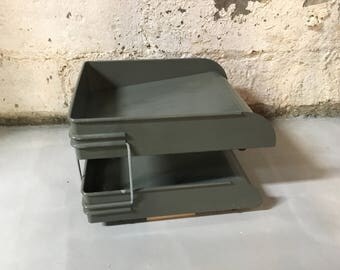 Vintage Metal File 2 Tier Mid-century Industrial Office