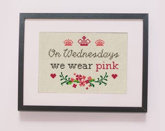 On Wednesdays we wear pink counted cross stitch pattern