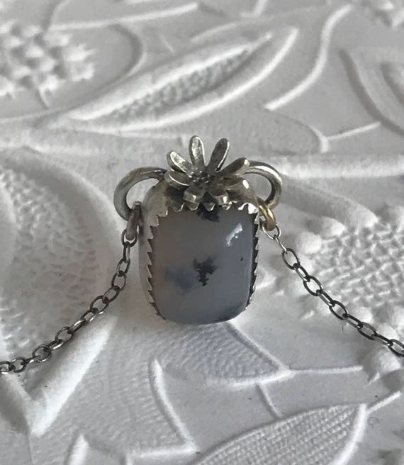 Moss Agate Flower Pendant