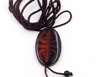 Agate Gem Happy Lucky Design Pendant Jewelry T3374
