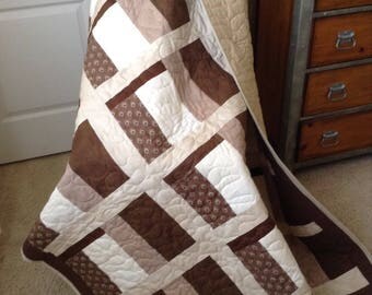 Brown/Tans - 55" x 76" - Mixture of Fabrics for Moda - Contemporary/Modern - Ready to Ship
