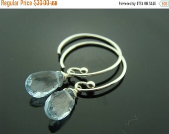 Sky Blue Topaz Drop Briolette Sterling Silver Earrings