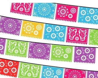 40% OFF SALE Papel Picado Clipart, Digital Fiesta Mexican Banners Clip Art, Cinco de Mayo Clip Art, Printable Papel Picado