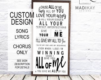 Framed song lyrics Etsy