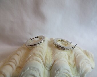 Circle Post Earrings, Earrings, Silver, Post, Cubic Zirconia, Circle