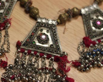 Vintage Kuchi Tribal Belly Dance Belt Necklace, Renaissance Festival Belt gypsy hippie boho warrior jewelry