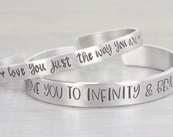 Personalized Cuff Bracelet - Custom Cuff Bracelet - Personalized Jewelry - Hand Stamped Bracelet - Gift for Her