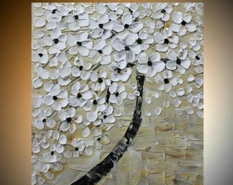 SALE Mixed Media Oil gallery canvas Abstract Original 24" signature palette knife florals impasto painting by Nicolette Vaughan Horner