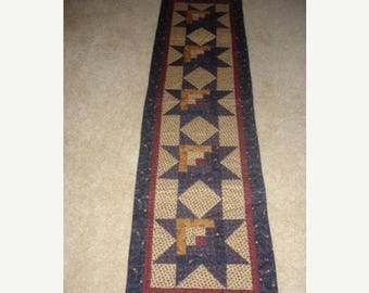 20 % off thru 8/20 Instructions only LOG CABIN STAR table runner pattern - pieced quilted