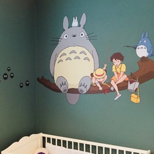 Totoro Inspired Sleeping Totoro and Mei Wall Art Applique