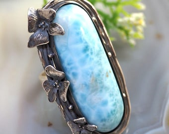 Larimar Ring Atlantis Stone Sterling Silver Jewelry