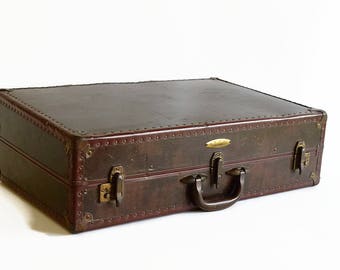 vintage Samsonite suitcase trunk marble brown 1930s 1940s luggage XL