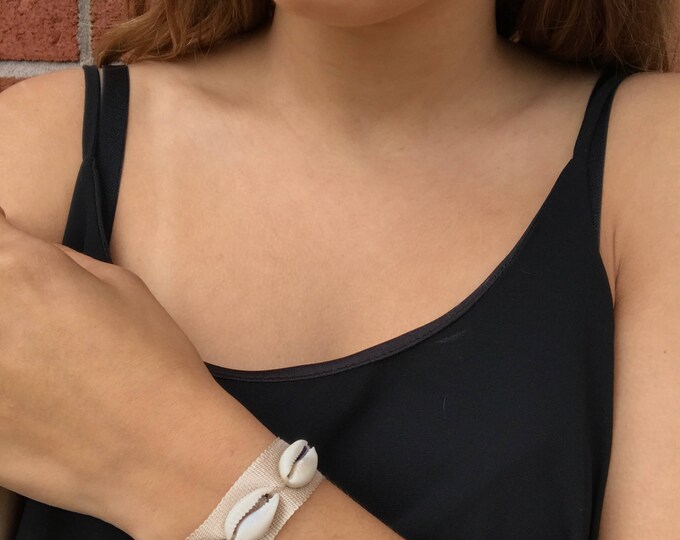 Beach bracelet, vegan bracelet, boho bracelet,seashells bracelet, summer bracelet,summer bracelet,women bracelet, Ribbon bracelet