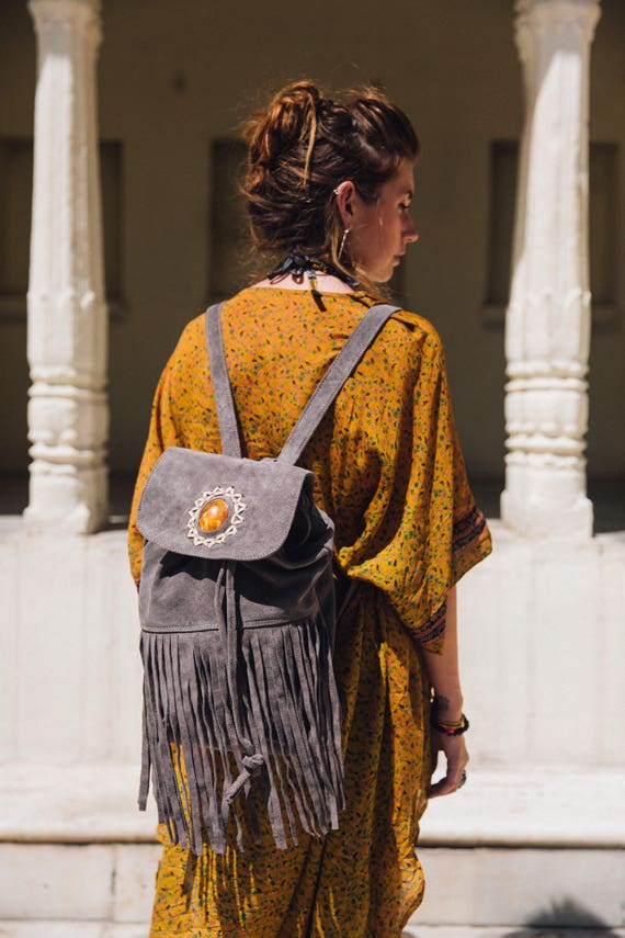 RUBY SPARROW RUCKSACK -Vintage Backpack- Aztec Bag- Tassel bag- Fringe Rucksack- Fringe Bag- Festival Rucksack- Boho- Leather Bag- Crystal