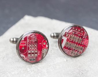 Sale Last one left - Circuit board Cuff links with red circuit board
