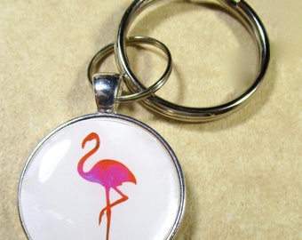Flamingo Keychain, Flamingo Key Ring, Flamingo Key Chain, Flamingo Keyring, Flamingo Gift, Kitchy Keychain, Tropical Keychain