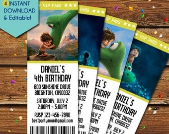 The Good Dinosaur Invitations, Good Dinosaur Birthday Invitation, Good Dinosaur Party Invite, Good Dinosaur Movie, Good Dinosaur Invite
