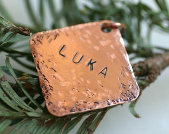 Custom Copper Dog Tag, Rustic Dog Tag, Hand Stamped Dog Tag, Personalized Dog Tag, Rustic Copper Dog Tag, Rustic Pet ID Tag, Rescue Tag
