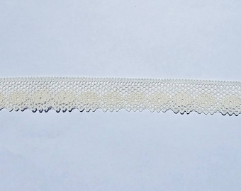 Cotton cluny lace, stretchy, elastic, 1 1/4" natural, heirloom lace, 100% cotton lace, victorian lace, crocheted lace, heirloom sewing