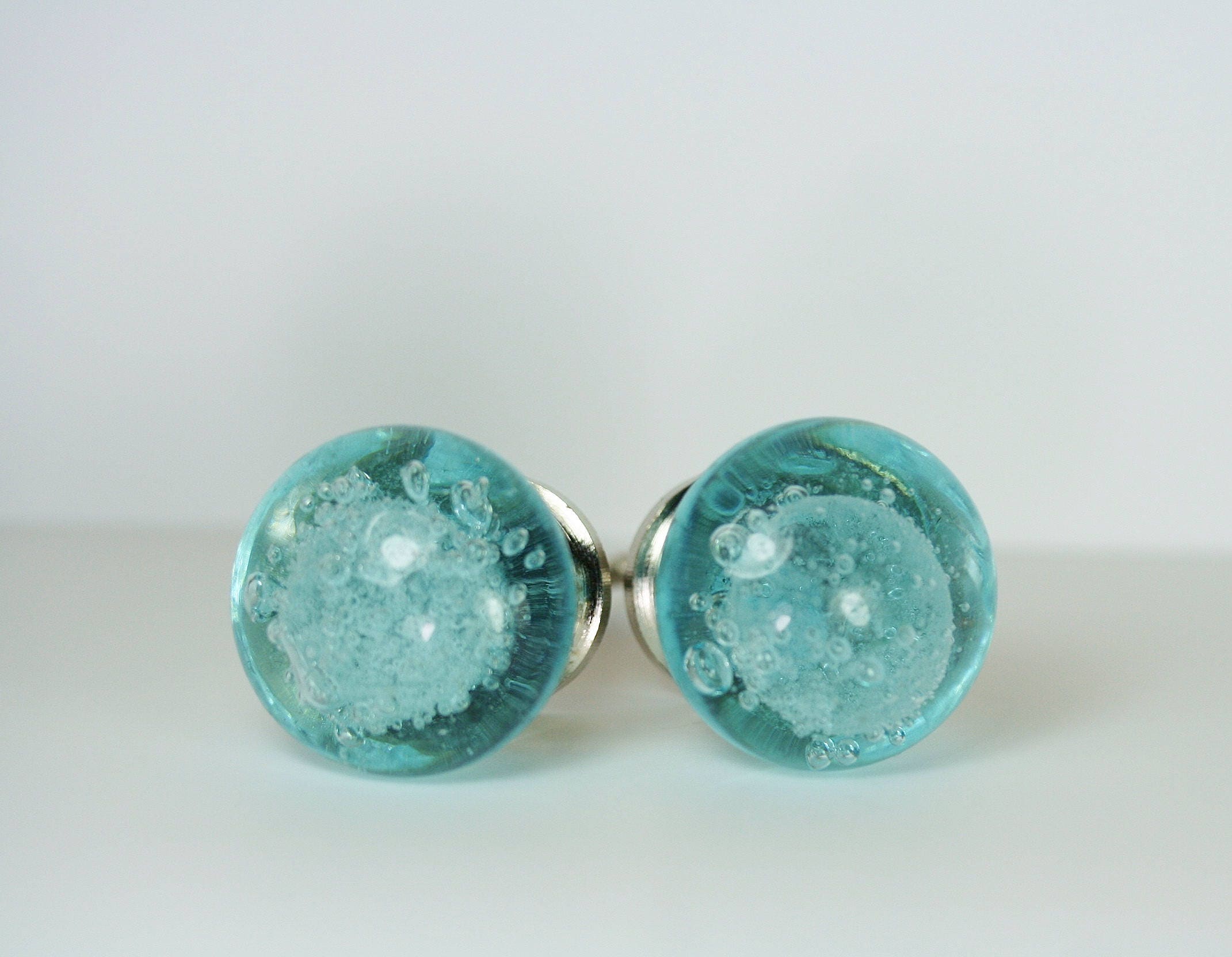 Blue Glass Drawer Knob Drawer Pull Blue Bubbles Drawer Pull