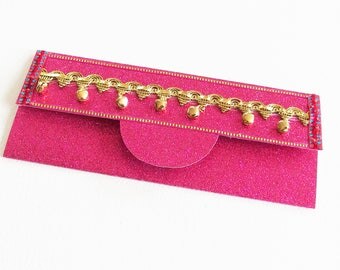 Pochette-Enveloppe Bollywood pour Chèque Cadeau - Carte de Voeux, Anniversaire, Félicitations - Création d'artiste en pièce unique