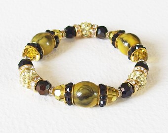 Bracelet Vintage - Brillance Bohème - Perles cristal Swarovski, perles Lampwork marbrées, perles Shamballa- Bijou créateur, pièce unique