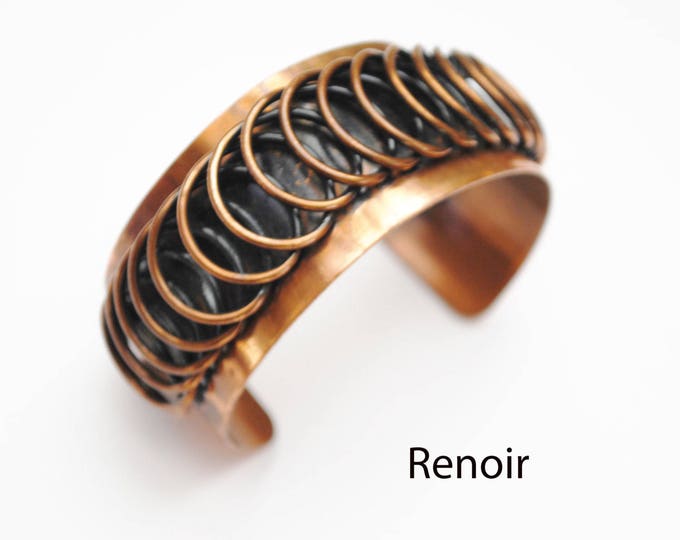 Renoir Copper Cuff Bracelet - Coil Modernistic - Mid century Mod - chunky Bangle