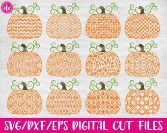 Pattern Pumpkin Bundle, SVG, DXF, EPS, Halloween, Cut Files, Fall, Autumn, Frame, Harvest, Thanksgiving, Chevron, Dot, Silhouette, Cricut