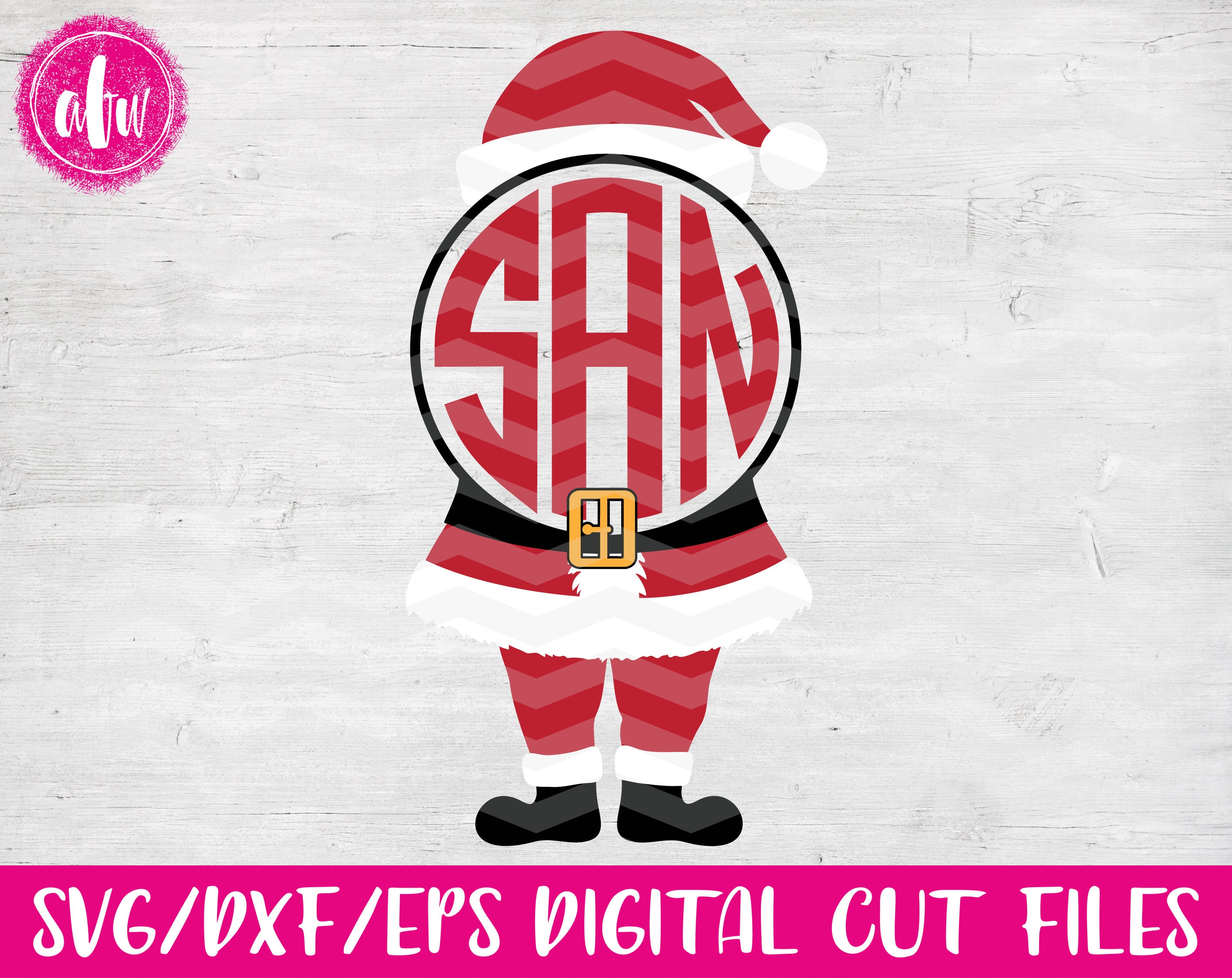 Download Christmas Monogram Santa, SVG, DXF, EPS, Cut File, Santa's ...