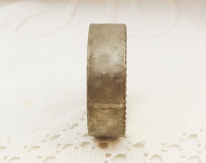 Small Antique Glass and Metal Framed French Compass and Mirror, Round Compass from France, Map Reading, Vintage Hiking Camping, Curios