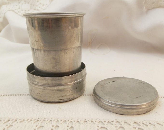 Vintage Metal Folding Beaker with Separate Storage Box, Collapsible Beaker with It's Own Tin, Retro Camping Equipment, Hiking Scout, 1930 Vintage Metal Folding Beaker with Separate Storage Box, Collapsible Beaker with It's Own Tin, Retro Camping Equipment, Hiking Scout, 1930