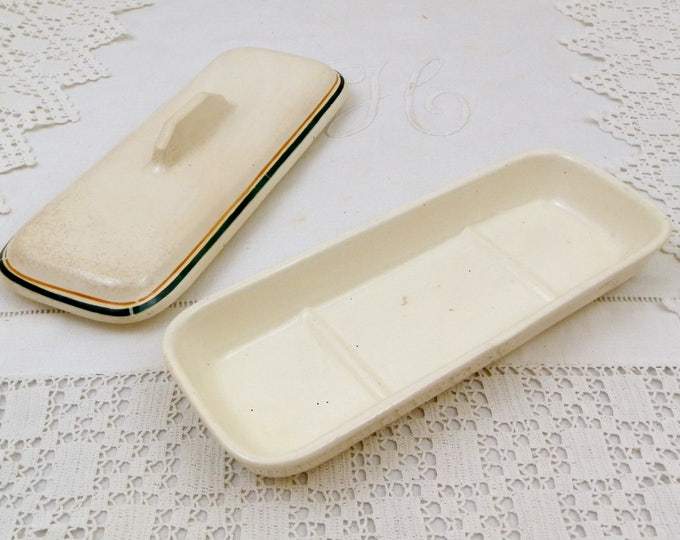 Antique French Soap Dish from France by Badonviller, Retro Bathroom Ware Toothbrush Lidded Dish, Trinket Box, Vintage Brocante Fleamarket Antique French Soap Dish from France by Badonviller, Retro Bathroom Ware Toothbrush Lidded Dish, Trinket Box, Vintage Brocante Fleamarket