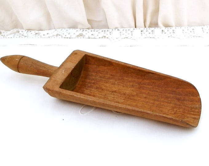 Large Antique Wooden Baker's Flour Scoop, French Farmhouse Kitchen Decor, Retro Cottage Kichenalia, Grain Scoop, Vintage Kitchen Utensil