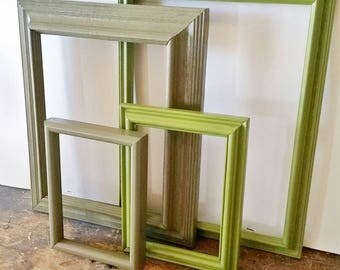 Green Picture Frame Set Of 4 Open/Empty Rustic Wall Decor