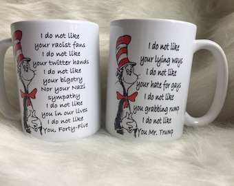 Cat in the Hat Anti-Trump Coffee Mug Set of Two - 15oz